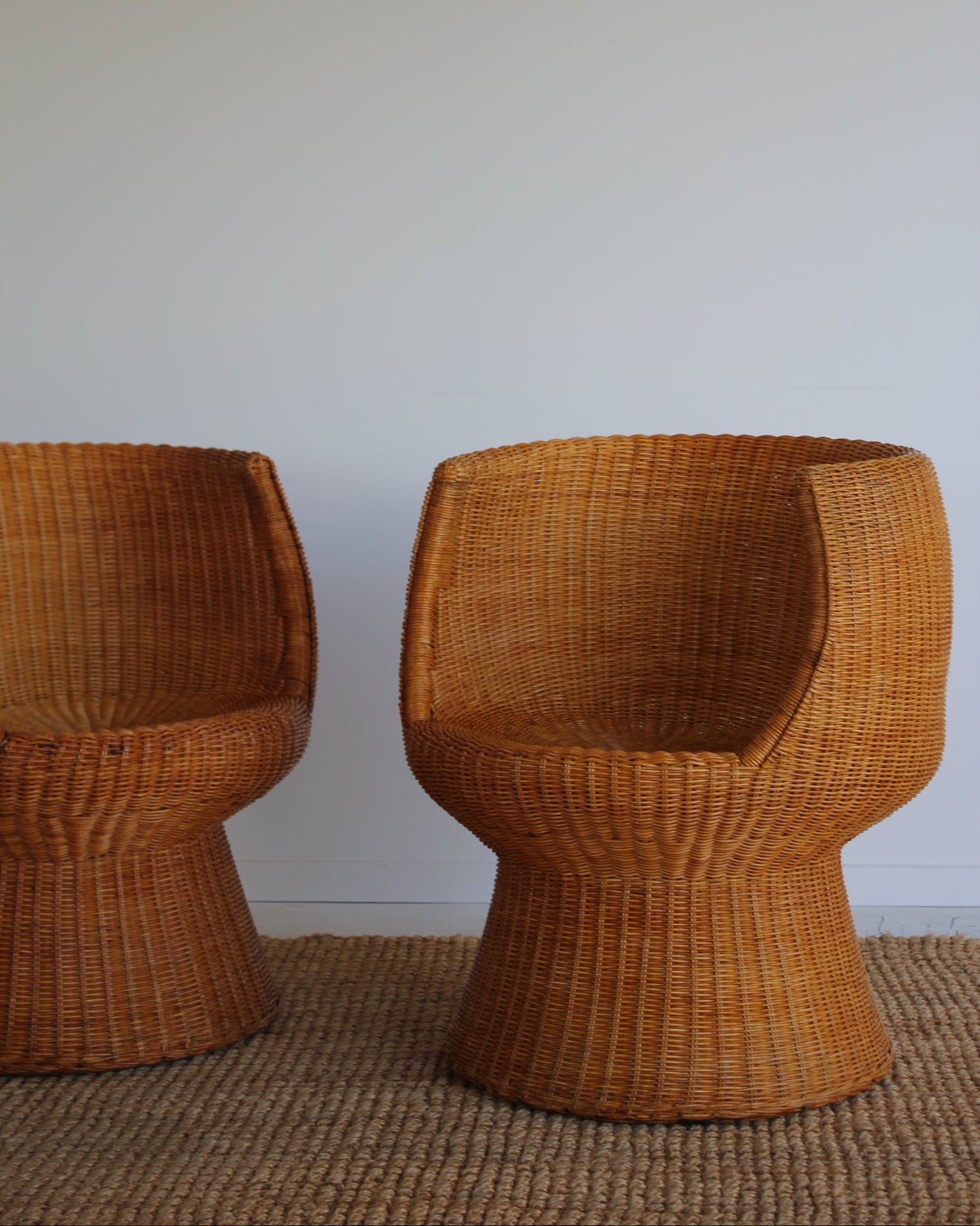 Rattan Pod Chairs / Pair