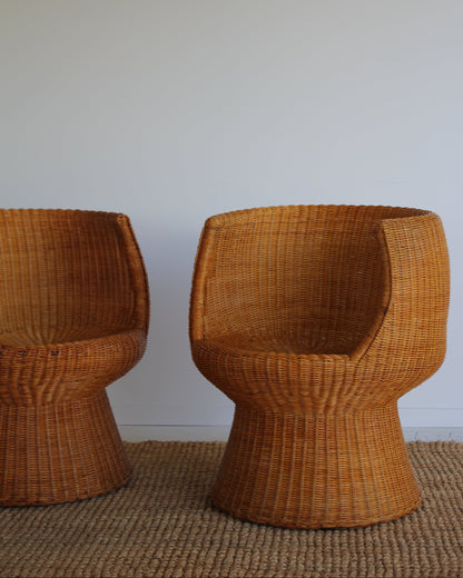 Rattan Pod Chairs / Pair