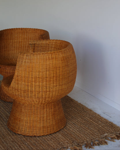 Rattan Pod Chairs / Pair