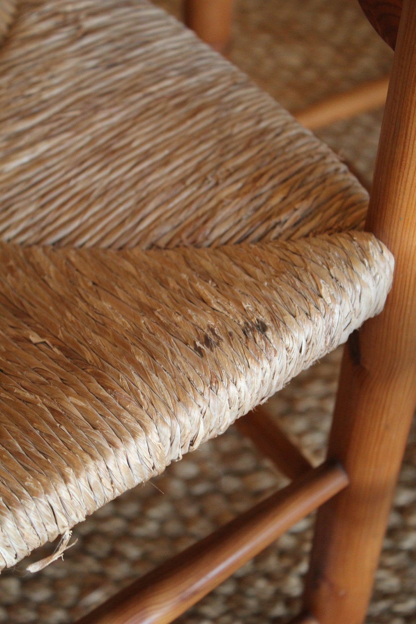 Set of 4 Vintage Spanish-Made Rush Seat Chairs