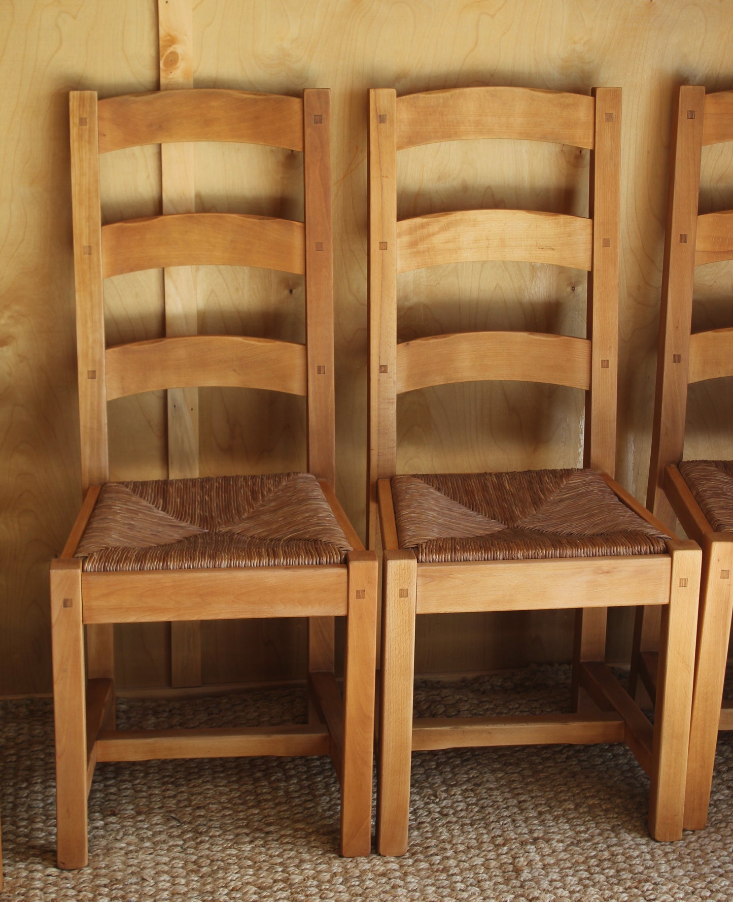 European Beech Ladder Back Chairs / Set of 4