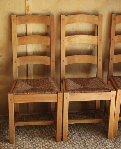 European Beech Ladder Back Chairs / Set of 4