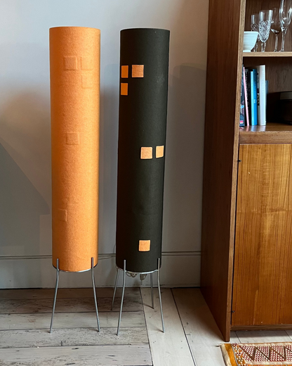 Pair of Retro Felt Floor Lamps in Orange & Black