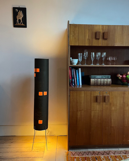 Pair of Retro Felt Floor Lamps in Orange & Black
