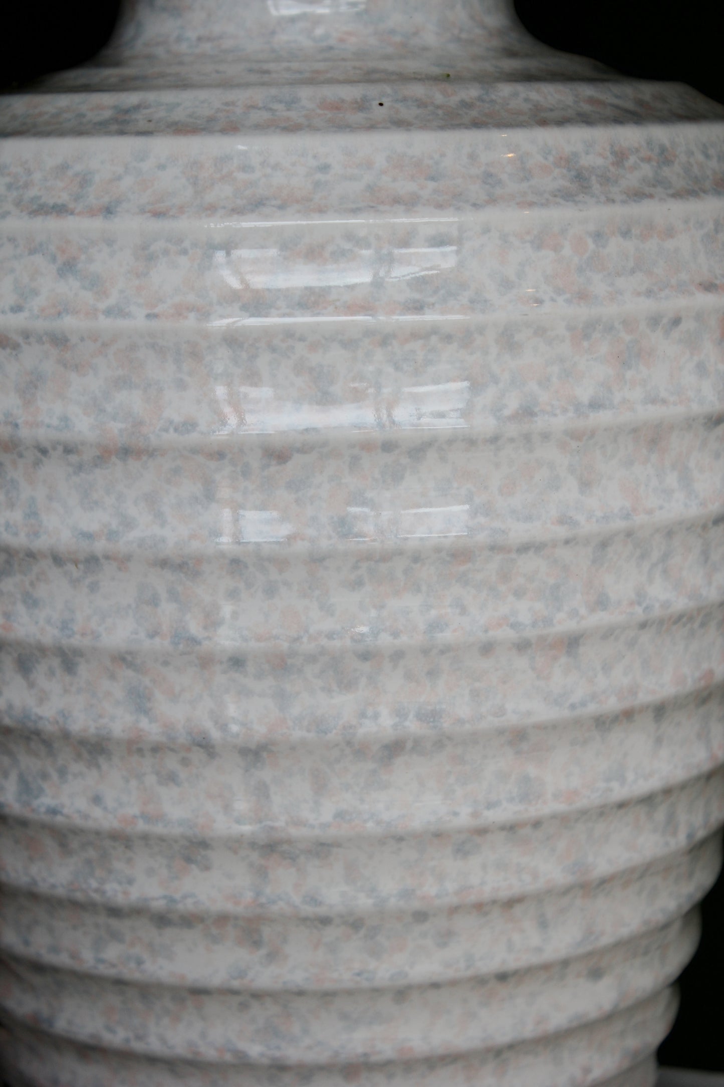 Pink Speckled Ribbed Urn Vase