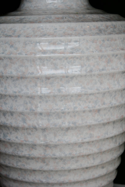 Pink Speckled Ribbed Urn Vase