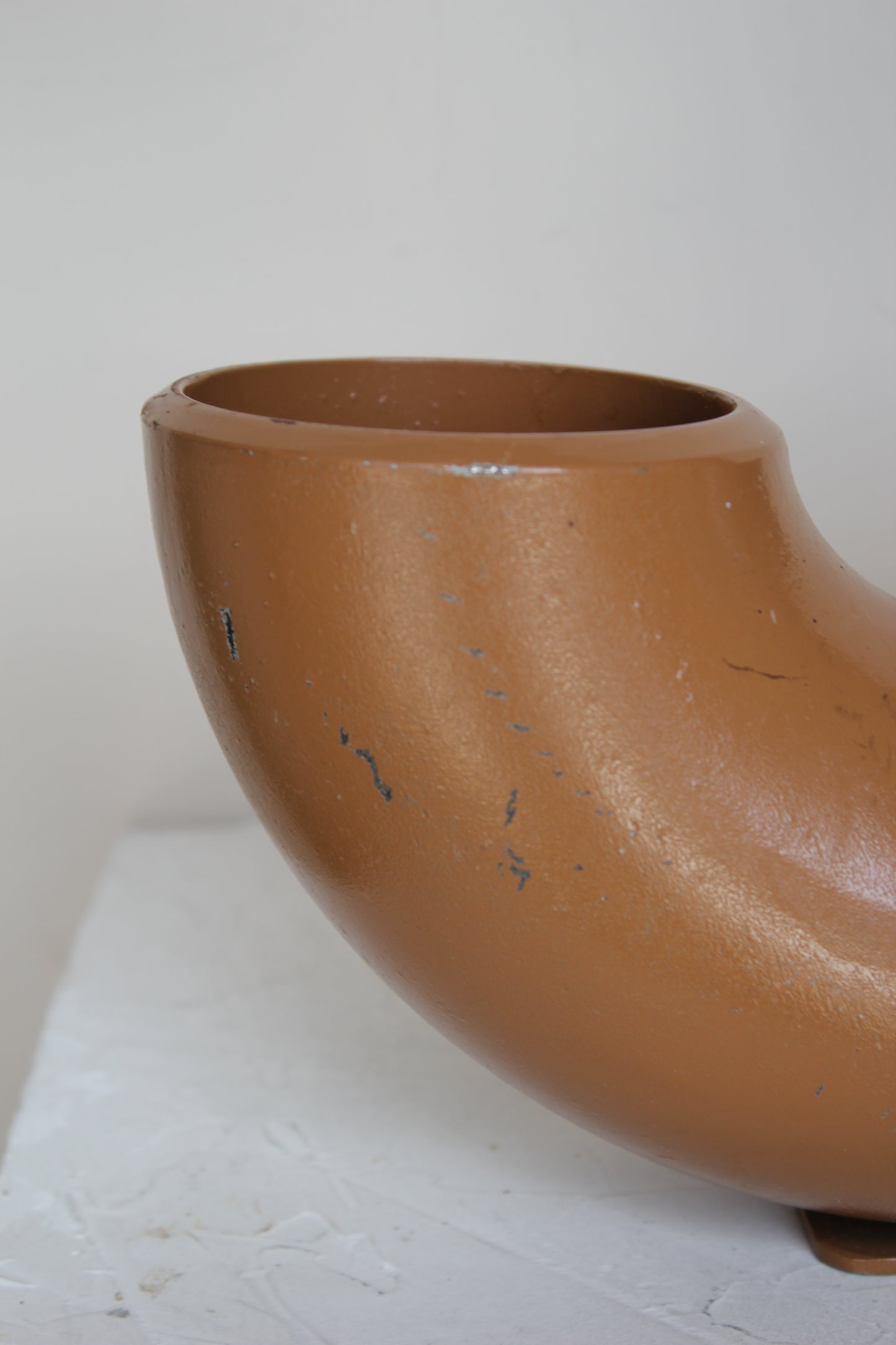 Brown Metal Pipe Vase – Heavy, Sculptural