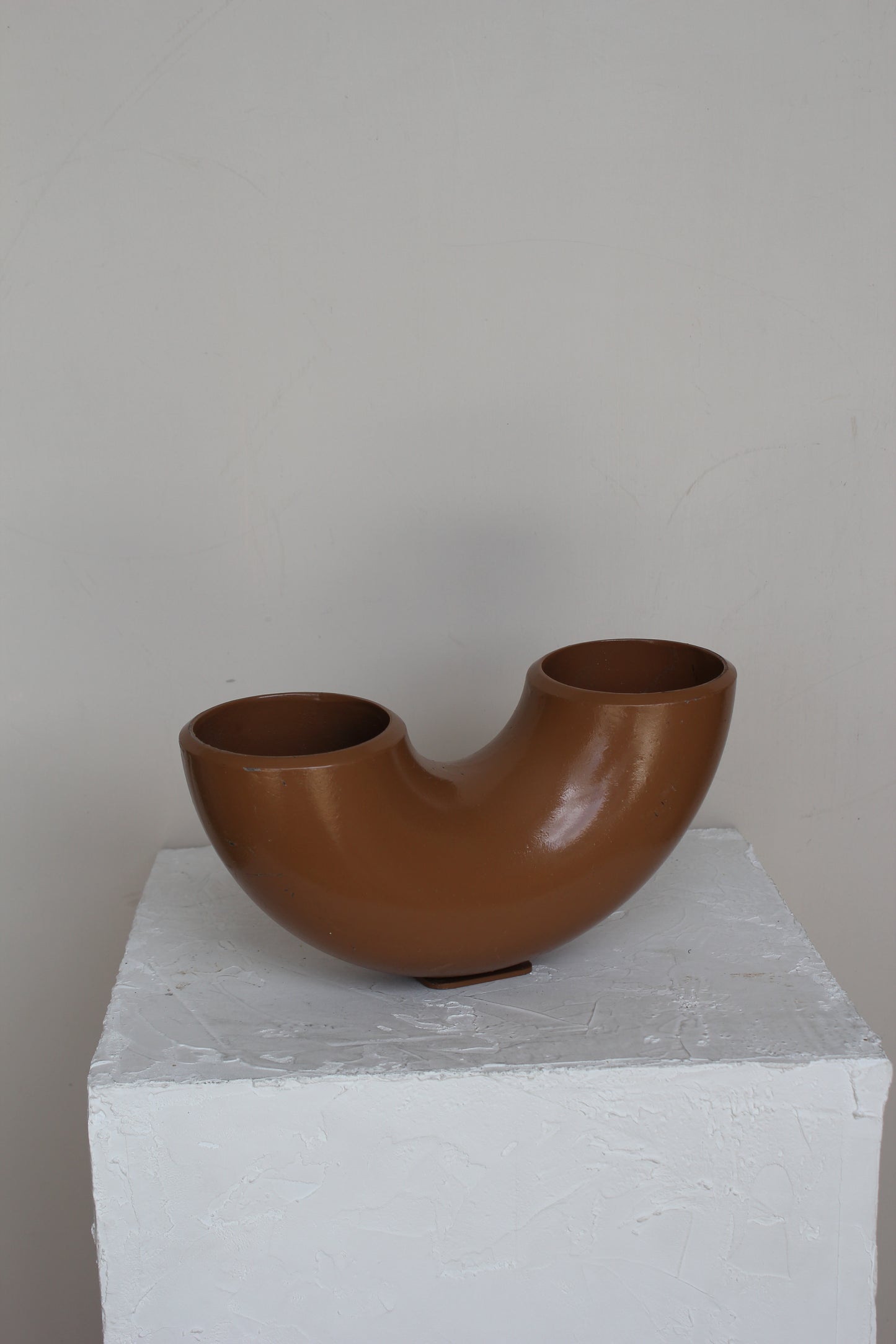 Brown Metal Pipe Vase – Heavy, Sculptural