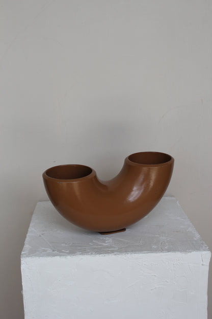 Brown Metal Pipe Vase – Heavy, Sculptural