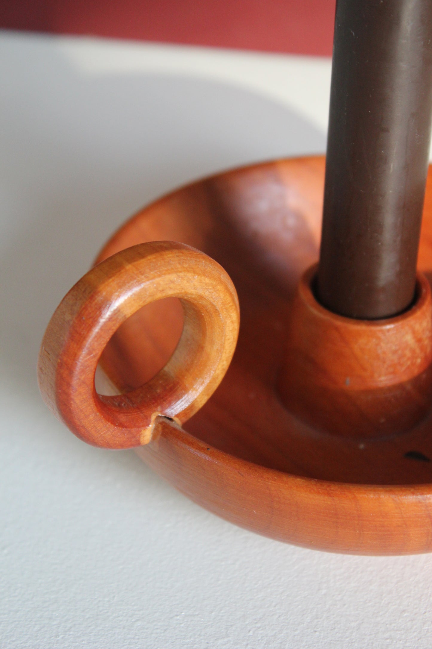 Turned Wooden Chamberstick Candle Holder