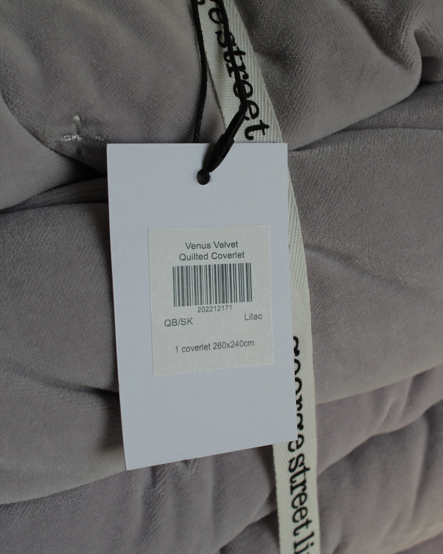 George St Linen / Venus Cotton Velvet Quilted Coverlet in Lilac