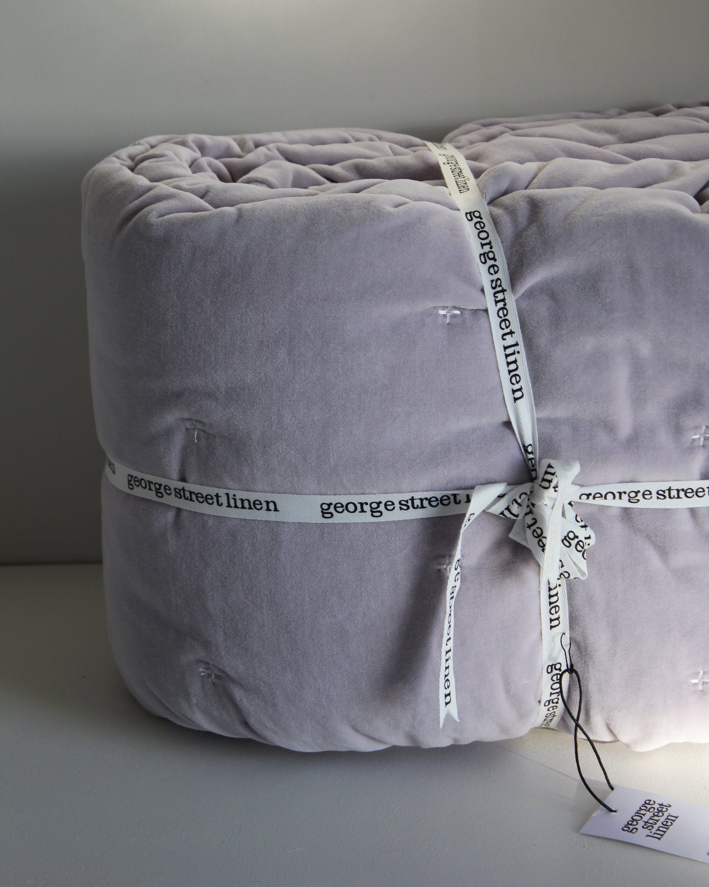 George St Linen / Venus Cotton Velvet Quilted Coverlet in Lilac
