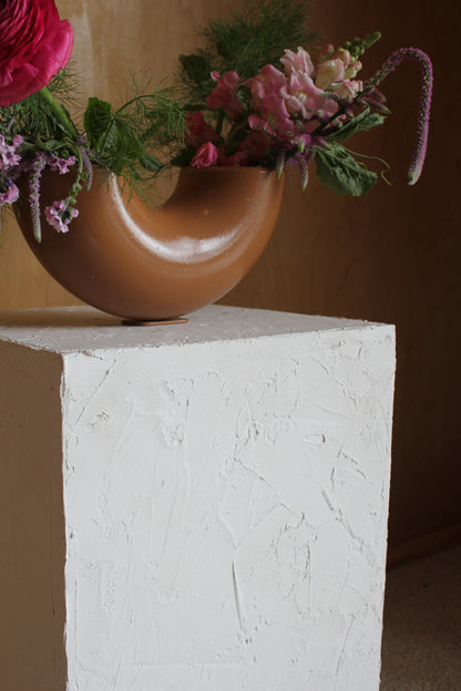 Brown Metal Pipe Vase – Heavy, Sculptural