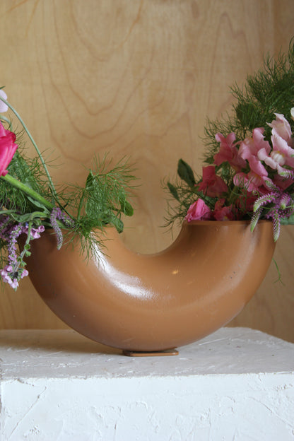Brown Metal Pipe Vase – Heavy, Sculptural