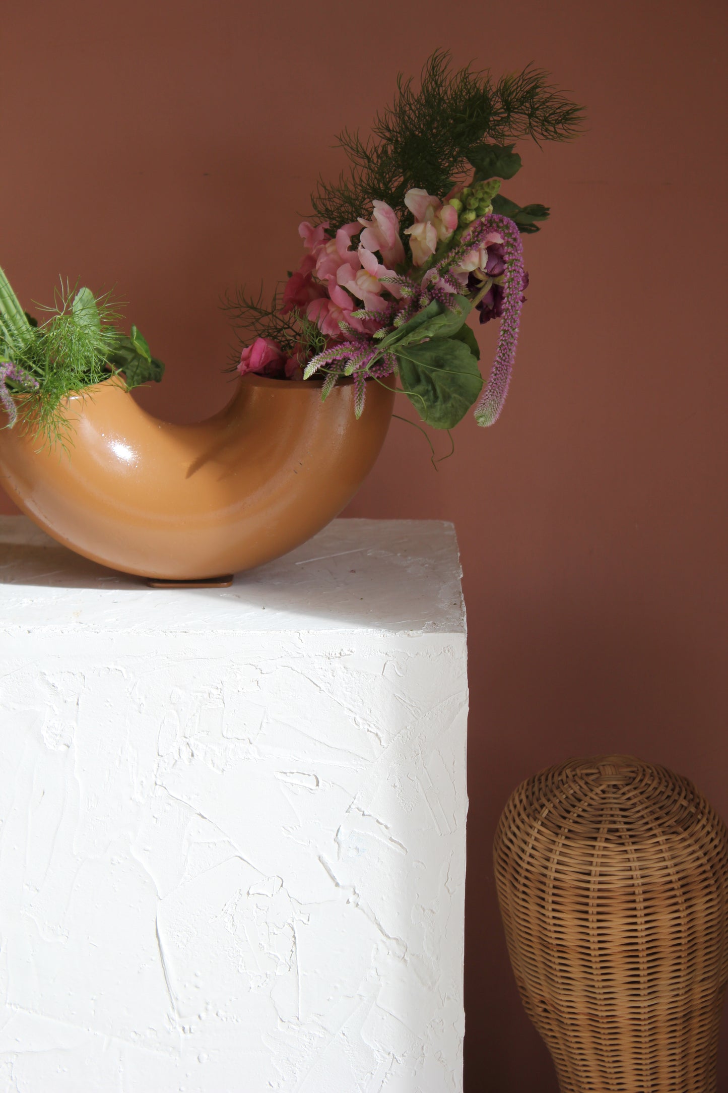 Brown Metal Pipe Vase – Heavy, Sculptural