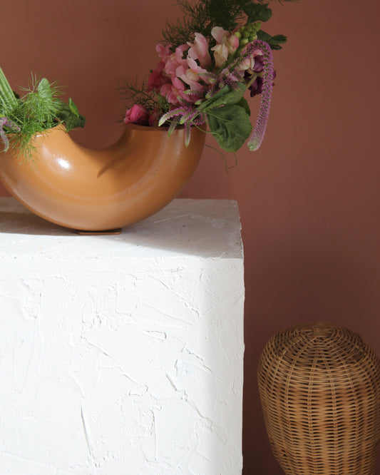 Brown Metal Pipe Vase – Heavy, Sculptural