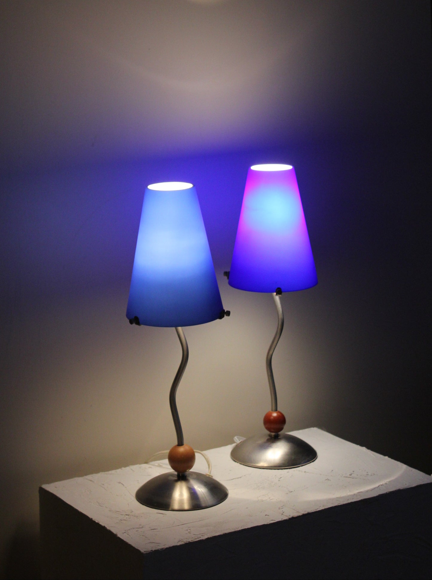 Pair of Postmodern Blue Table Lamps