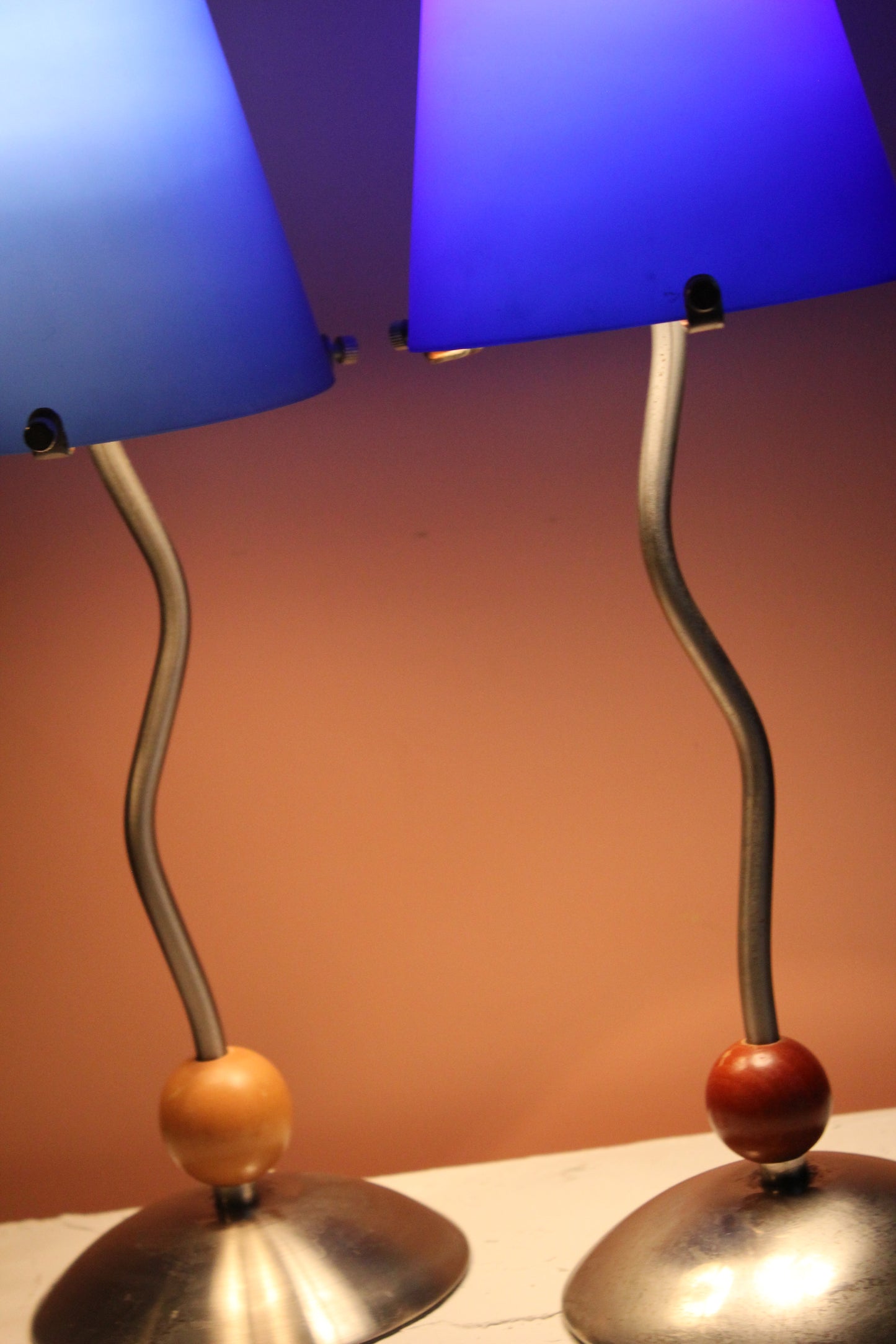Pair of Postmodern Blue Table Lamps