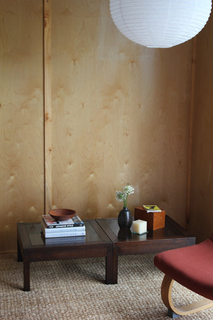 Pair of Oak & Glass Side Tables