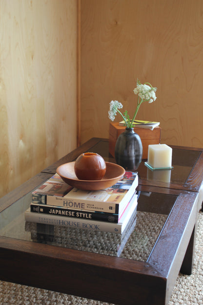 Pair of Oak & Glass Side Tables
