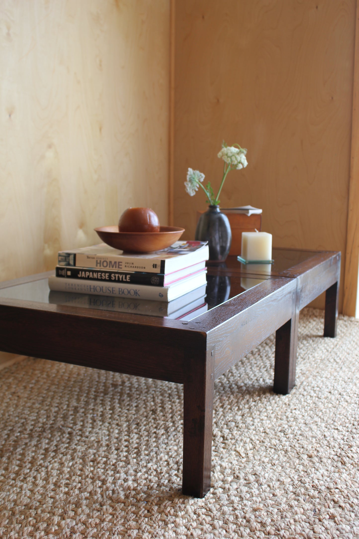 Pair of Oak & Glass Side Tables