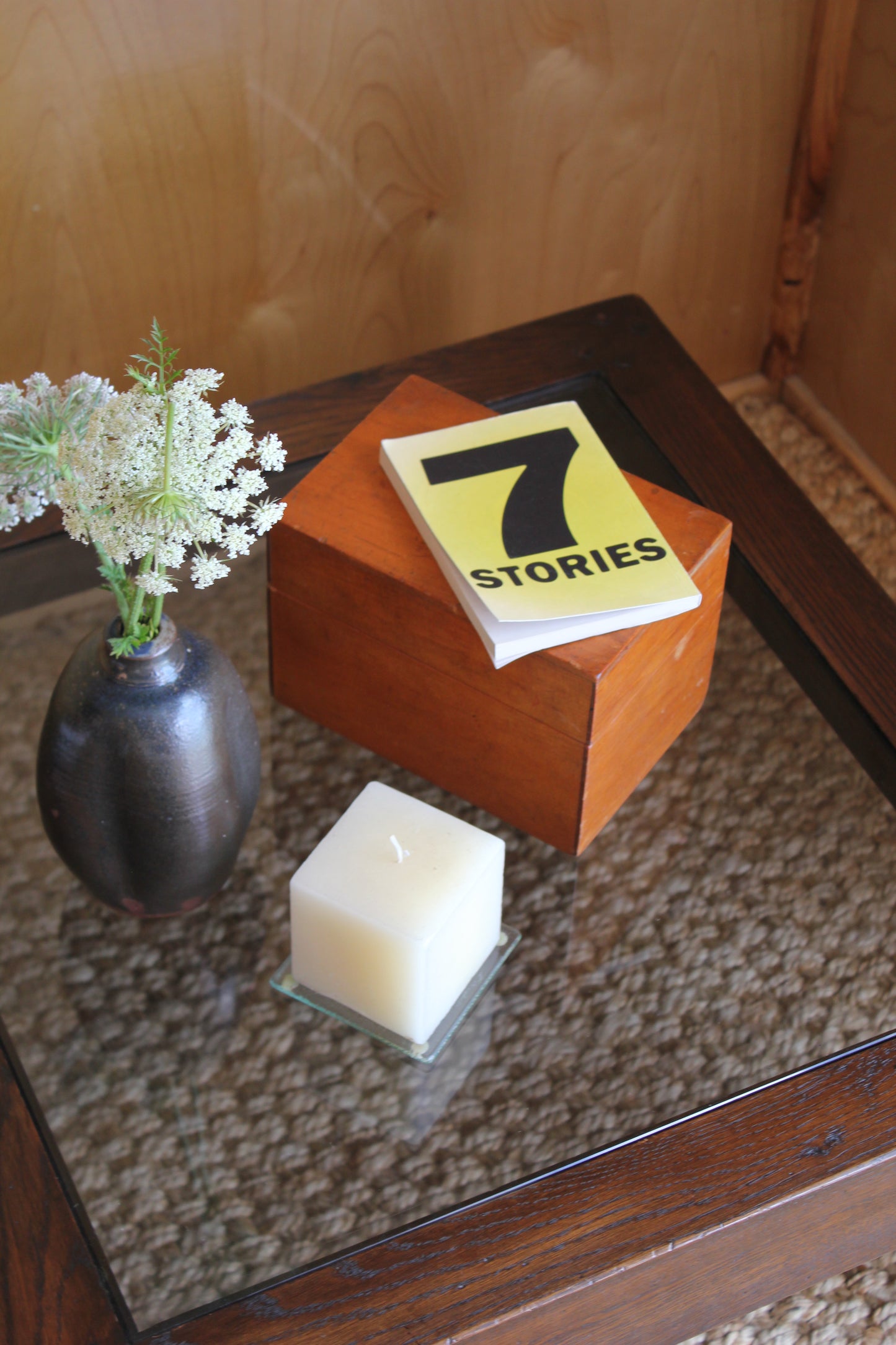 Pair of Oak & Glass Side Tables