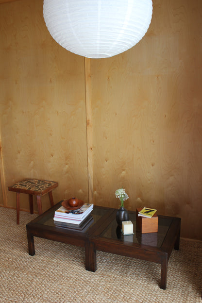 Pair of Oak & Glass Side Tables