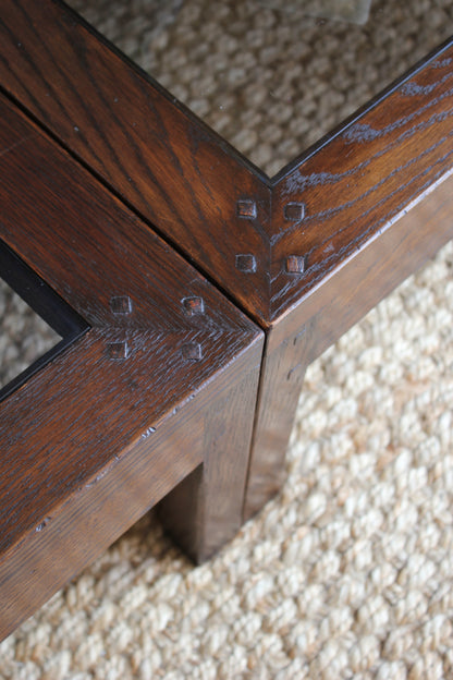 Pair of Oak & Glass Side Tables