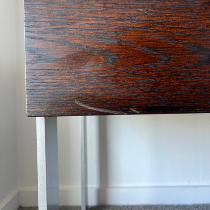 Pair of Modernist Oak + Chrome Bedside Tables