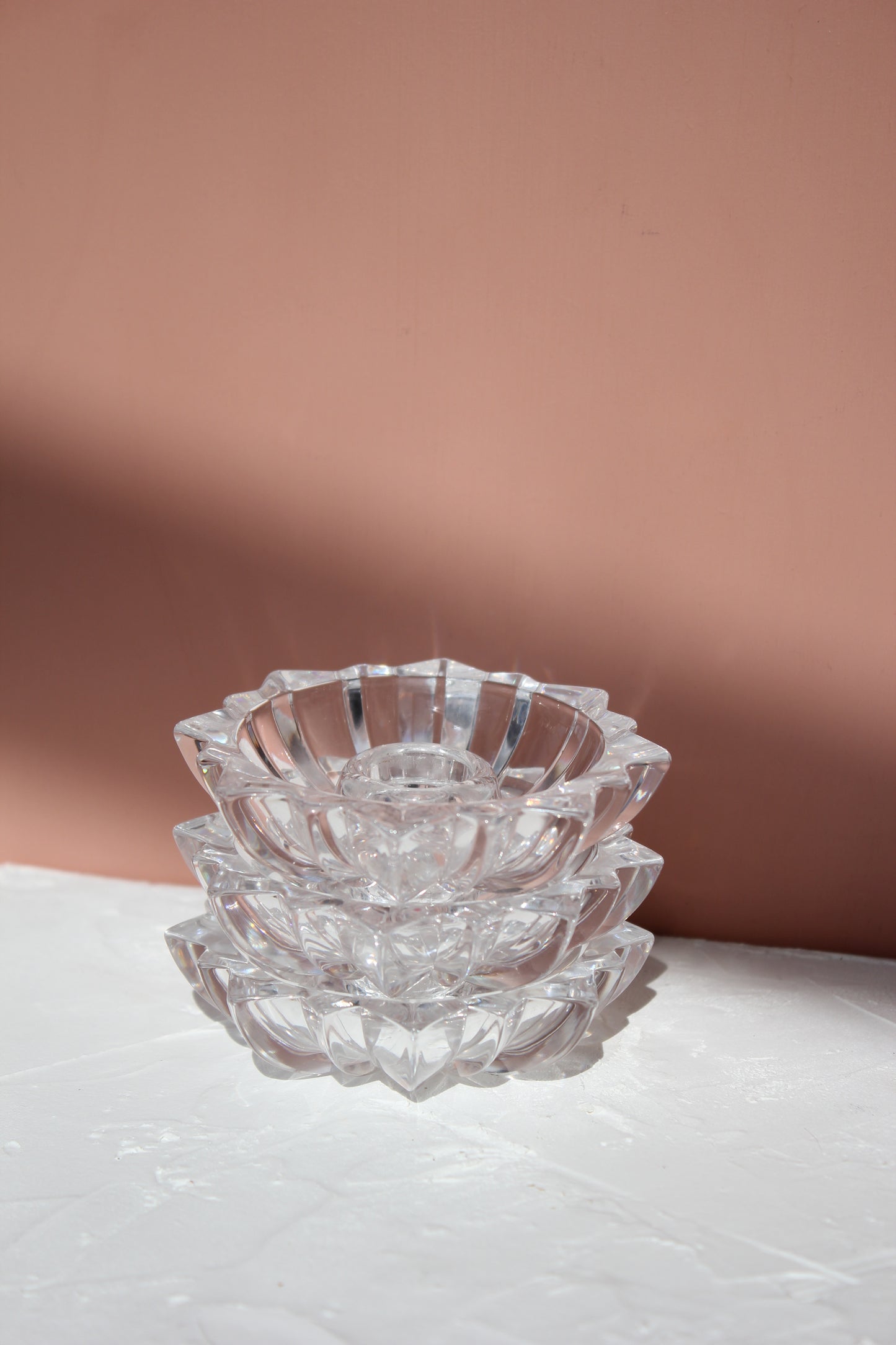 Set of 3 / Star Glass Candle Holders