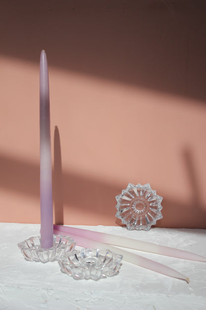 Set of 3 / Star Glass Candle Holders