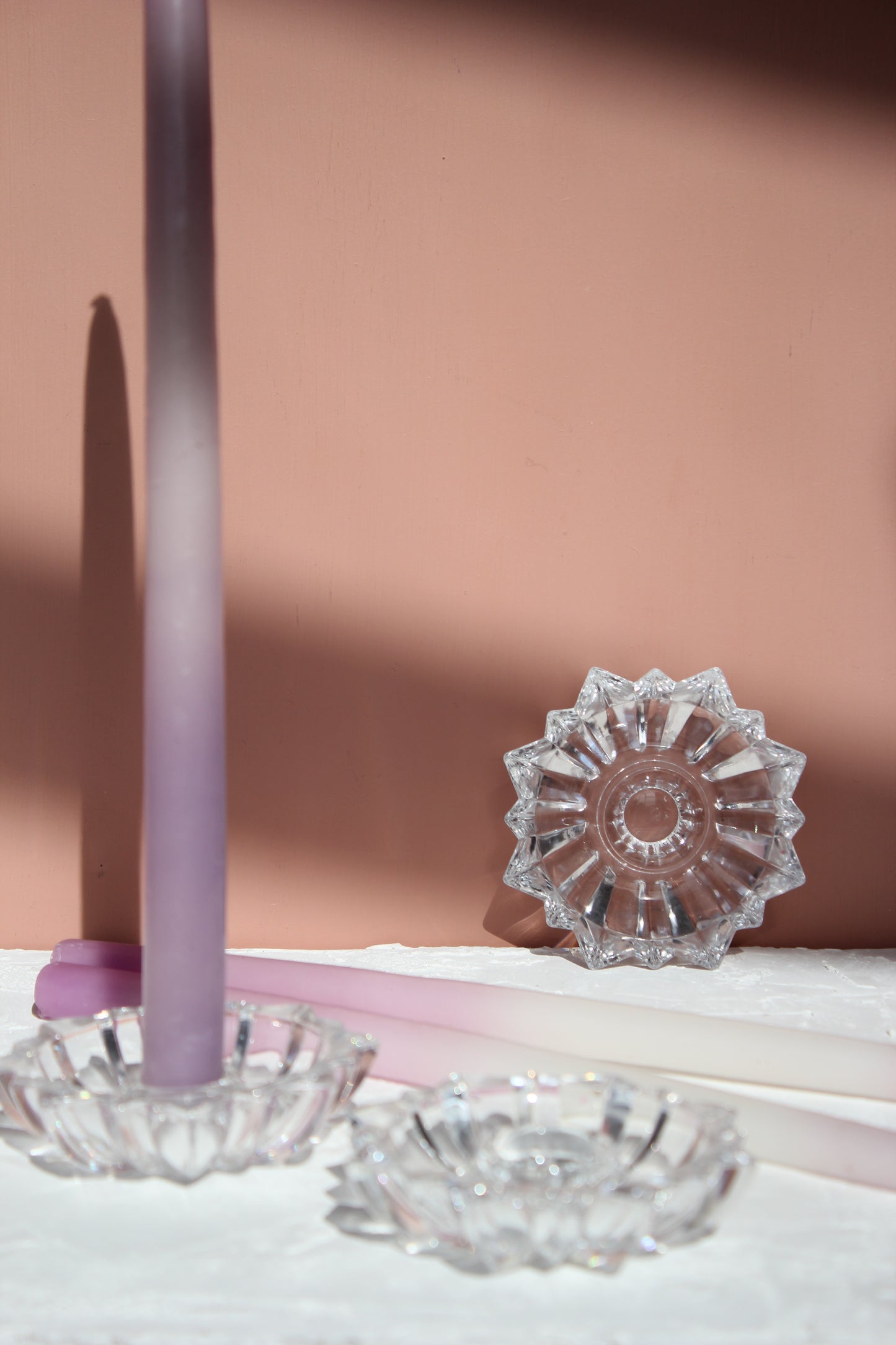 Set of 3 / Star Glass Candle Holders