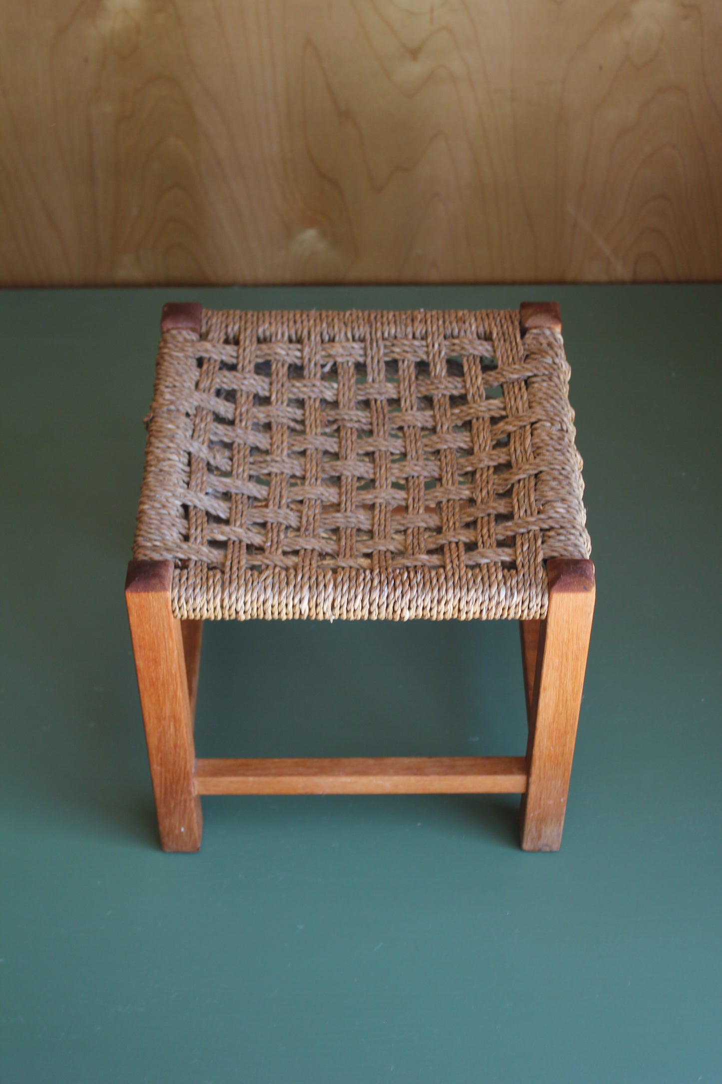 Vintage Oak & Seagrass Stool