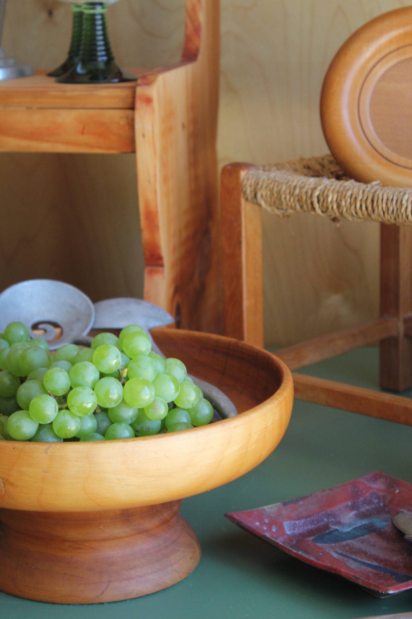 Large Vintage Turned Kauri Pedestal Bowl