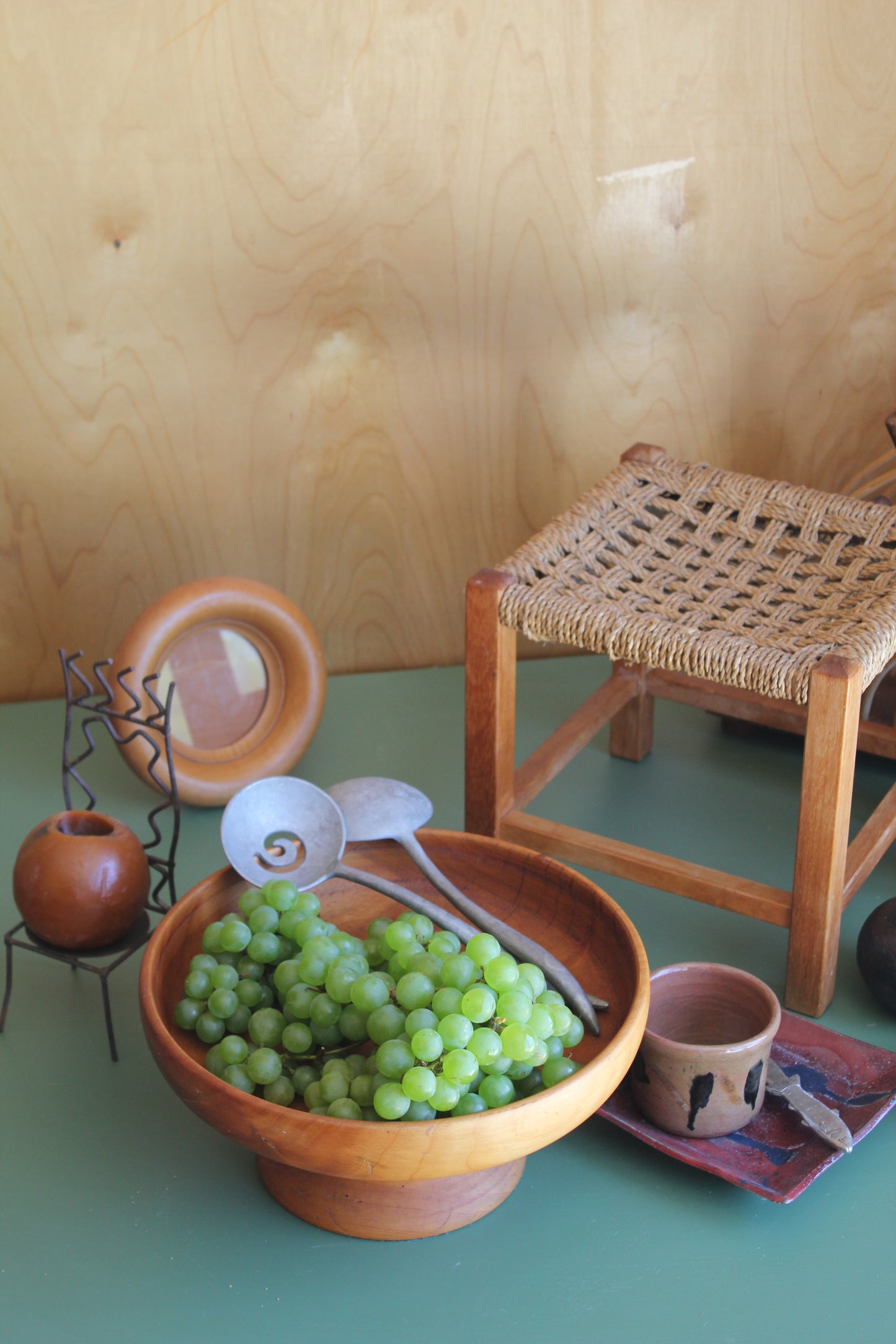 Vintage Oak & Seagrass Stool