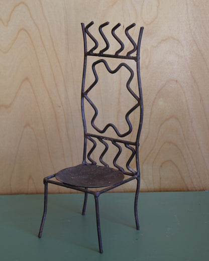 Vintage Folk Art Wire Chair Candle Holder