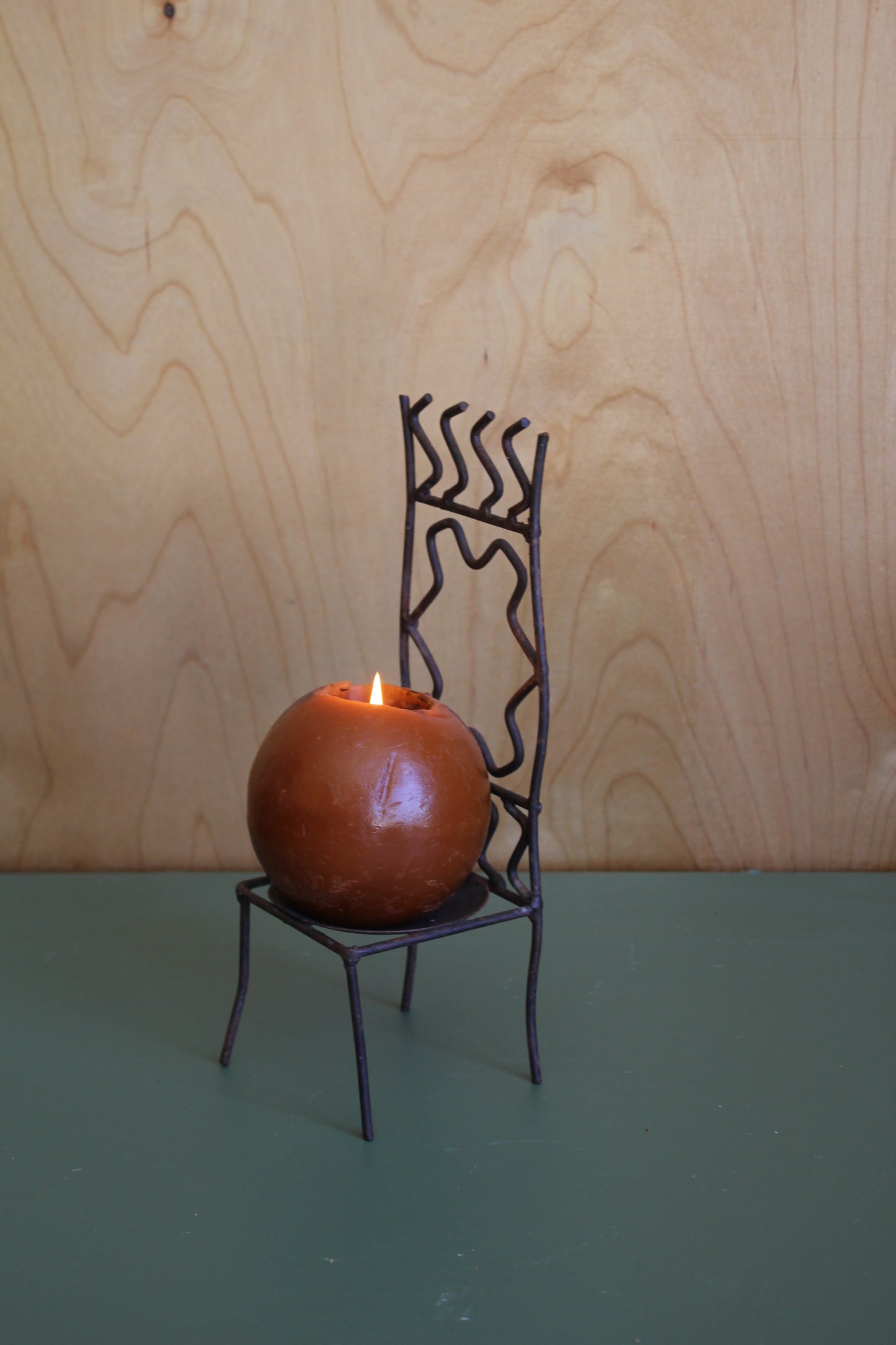 Vintage Folk Art Wire Chair Candle Holder