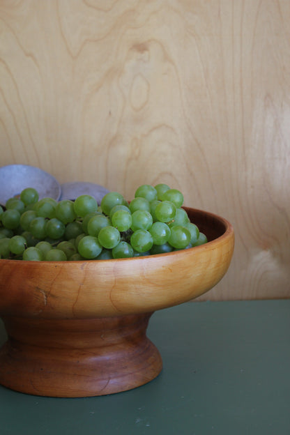 Large Vintage Turned Kauri Pedestal Bowl