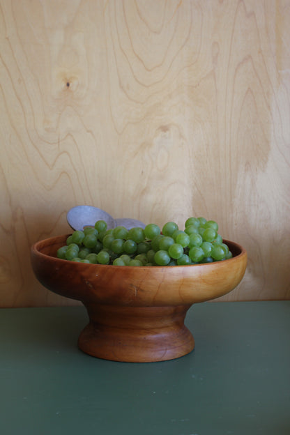 Large Vintage Turned Kauri Pedestal Bowl