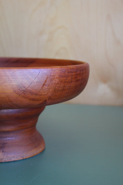 Large Vintage Turned Kauri Pedestal Bowl