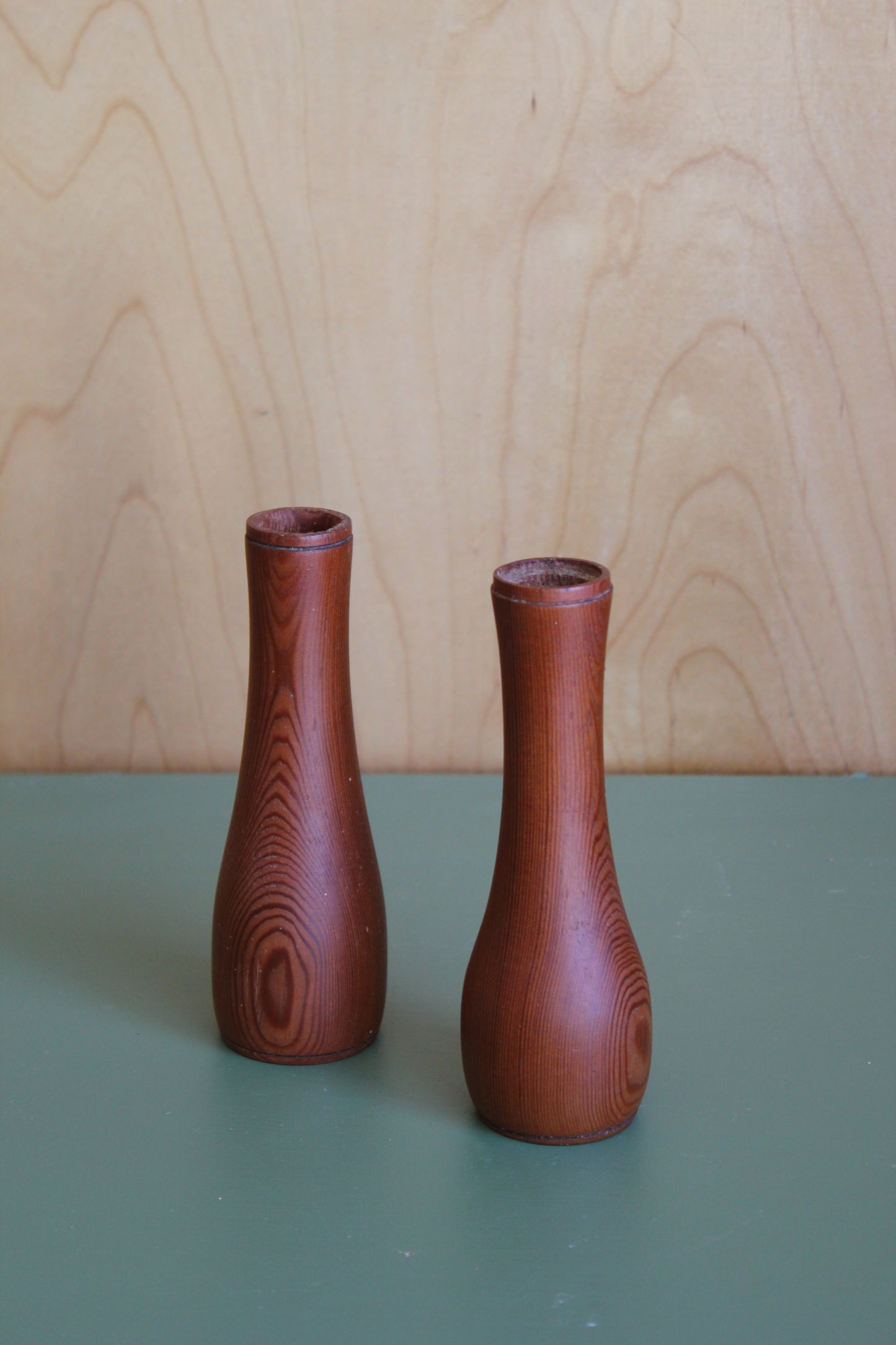 Vintage Turned Timber Candlesticks (Pair)