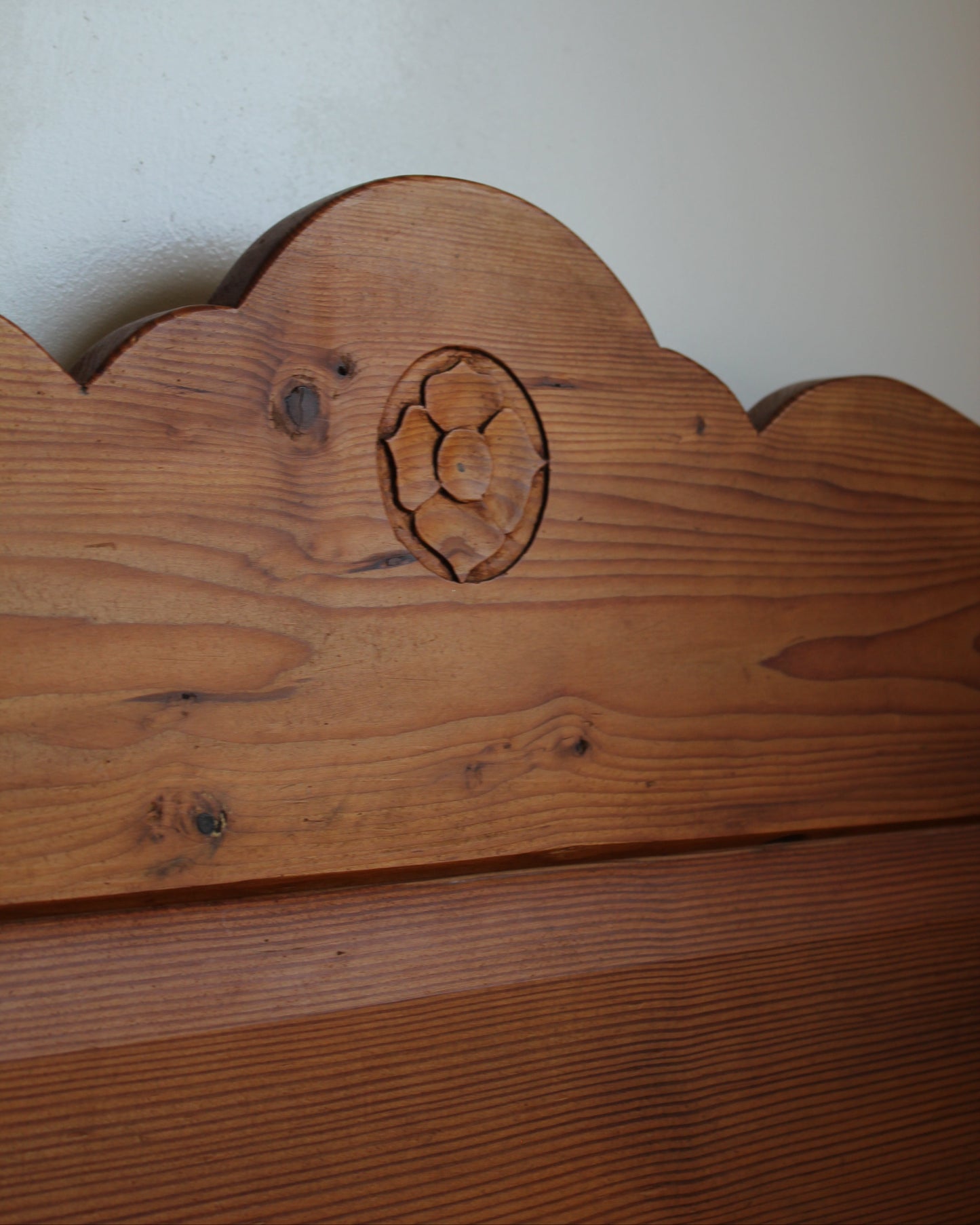 Vintage European Pine Sleigh Bed Frame / Single