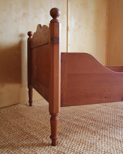Vintage European Pine Sleigh Bed Frame / Single