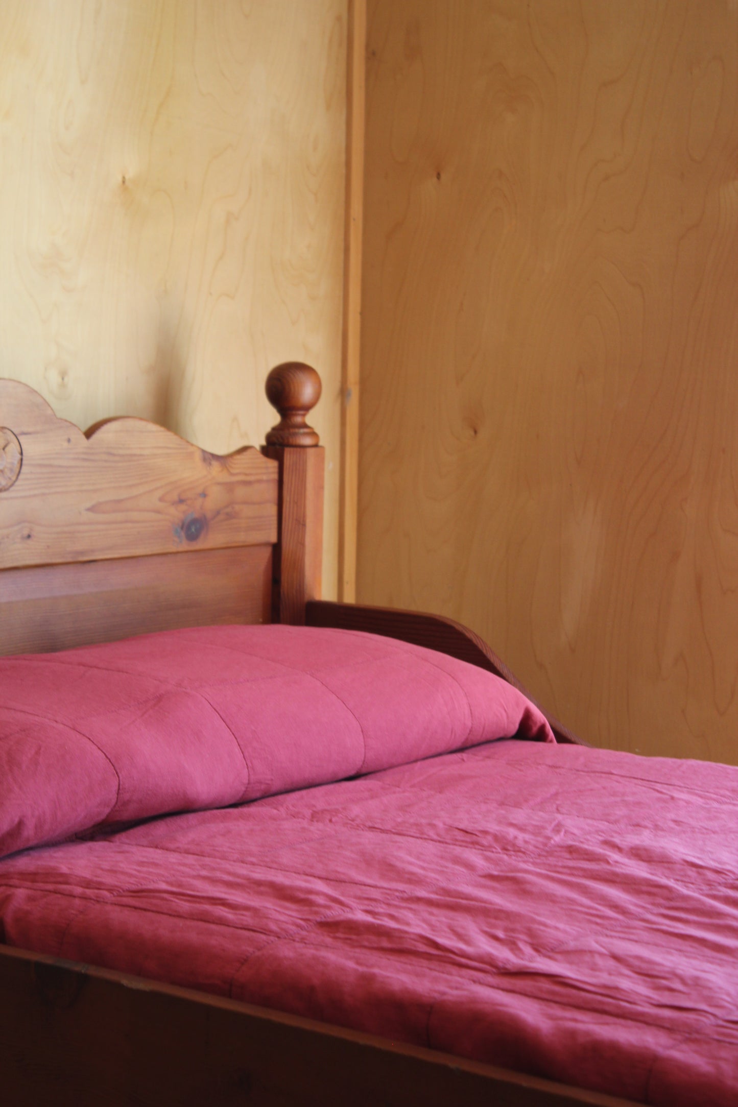 Vintage European Pine Sleigh Bed Frame / Single