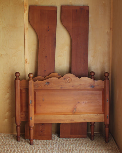 Vintage European Pine Sleigh Bed Frame / Single