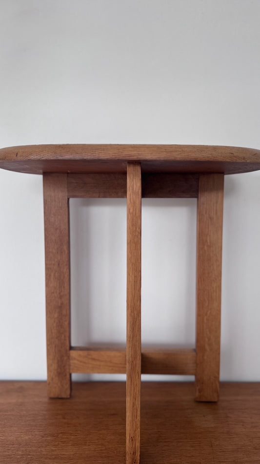 Vintage Oak Kidney Side Table / Stool