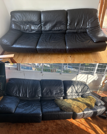 Vintage Mid-Century Black Leather Sofa