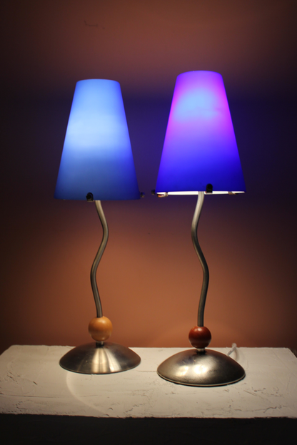 Pair of Postmodern Blue Table Lamps