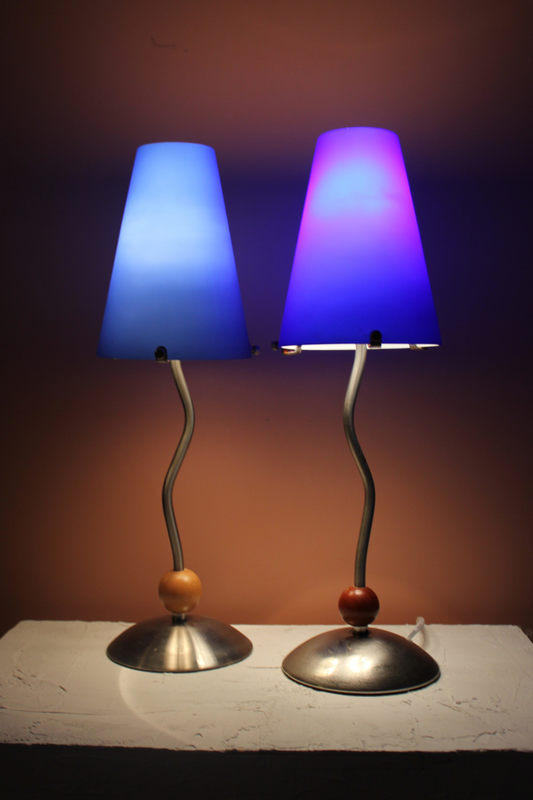 Pair of Postmodern Blue Table Lamps