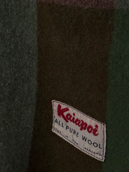 Vintage Wool Blanket / Kaiapoi / Green Tartan
